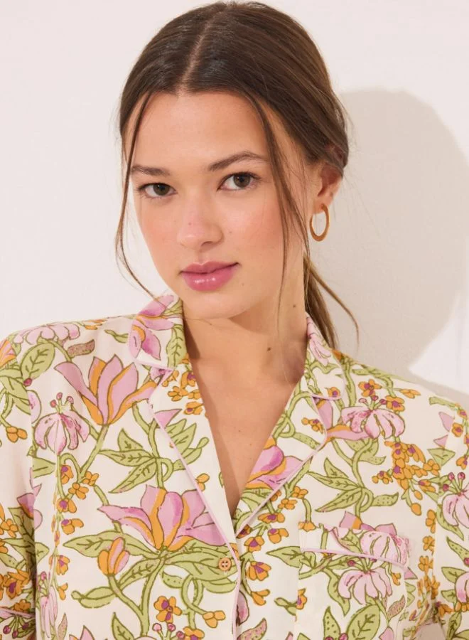 women'secret Viscose classic pyjamas with floral print