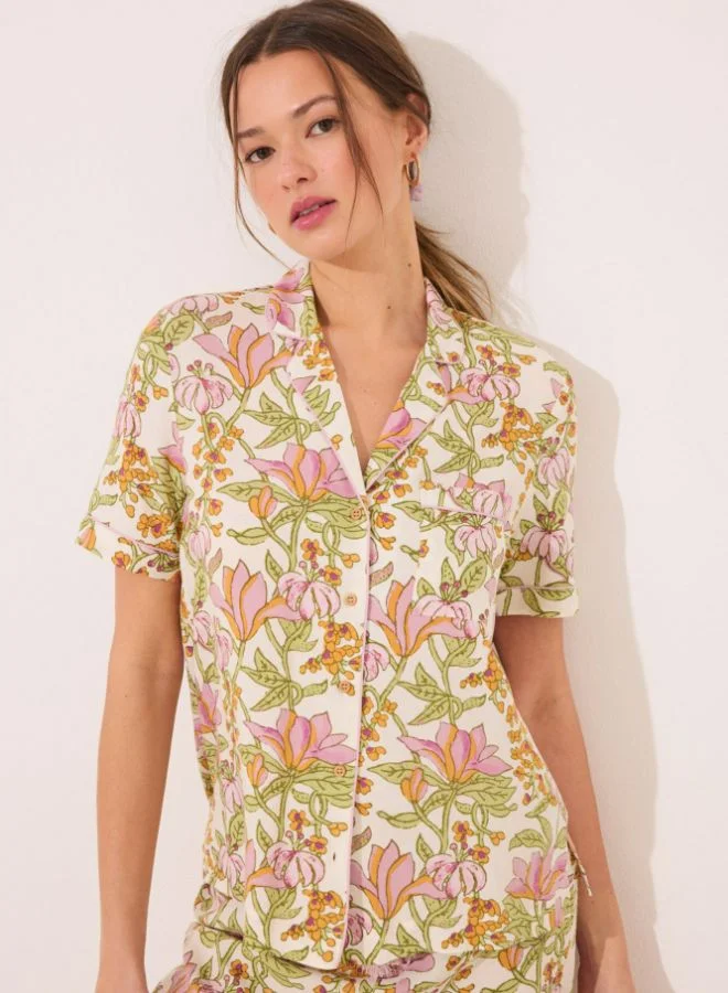 women'secret Viscose classic pyjamas with floral print