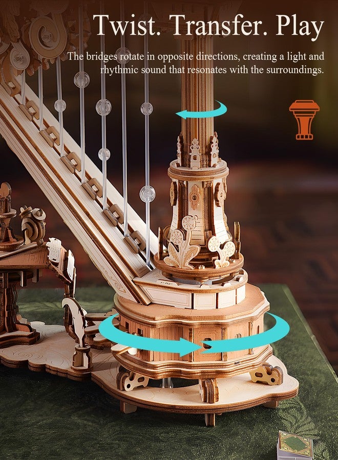 ROKR 3D Wooden Puzzles for Adults - Magic Harp Music Box, Mechanical Model Kit Self-Playing Musical Instrument, DIY Craft Kits, Home Decor & Birthday Gifts, Hobbies for Men Women - Image 5