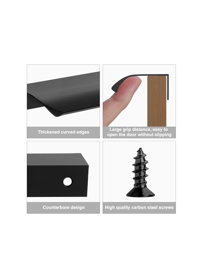 promass 10 Pack Black Edge Finger Pulls for Cabinets 3.15" Kitchen Cabinet Pulls Handles Drawer Pulls Modern Aluminum Concealed Tab Pulls for Closet Door, Matte Black - Image 3