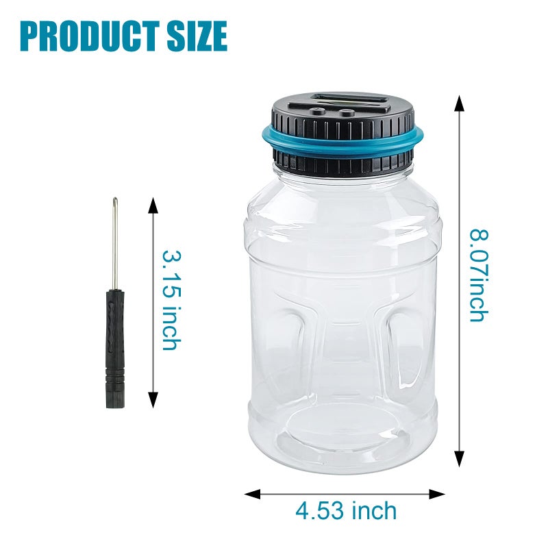 QPEY Large Piggy Banks for Adults, Digital Counting Money Jar, 1.8L Capacity Coin Counter Machine with LCD Counter, Change Jars for Saving for Boys, Designed for All US Coins - Image 2