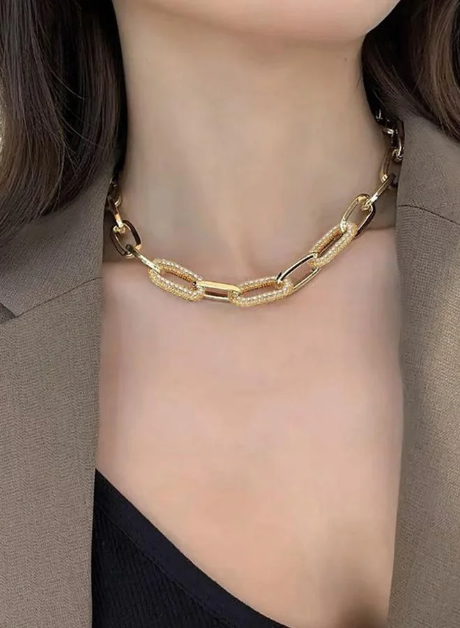 تايك تو قلادة بسلسلة متصلة مرصعة بأحجار الراين