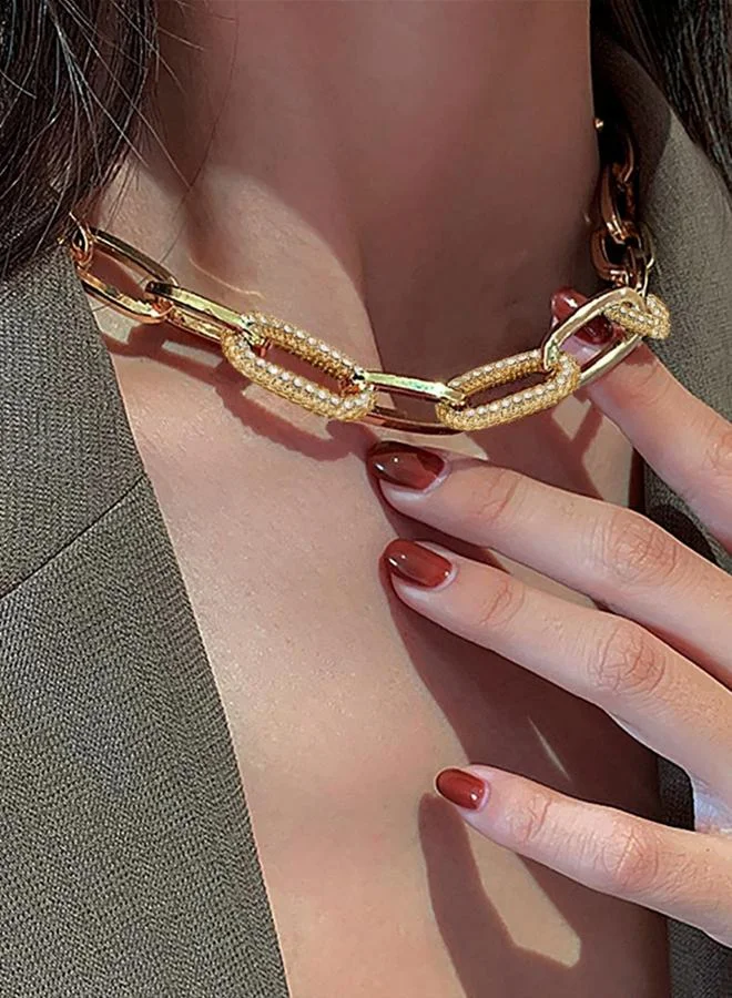 تايك تو قلادة بسلسلة متصلة مرصعة بأحجار الراين