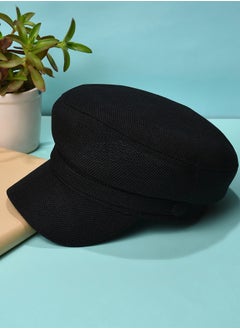 قبعة بيكر بوي سوداء سادة