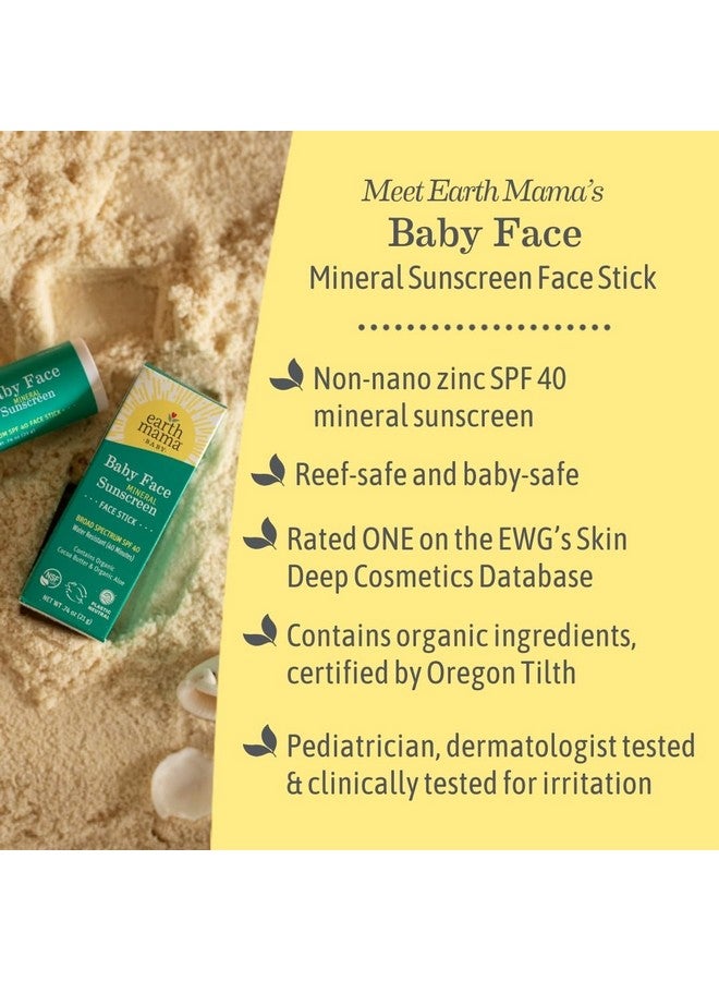 Earth Mama Baby Face Mineral Sunscreen Stick SPF 40 | Reef Safe, Non-Nano Zinc, Contains Organic Cocoa Butter & Aloe | Babies, Kids & Family 0.74-Ounce - Image 5