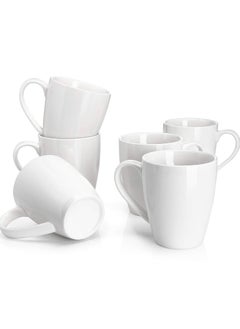 Red Leaf 12 oz Ceramic Coffee Mugs, Large White Ceramic Mugs with Large Handle for Coffee, Tea (6pcs)  - Image 2