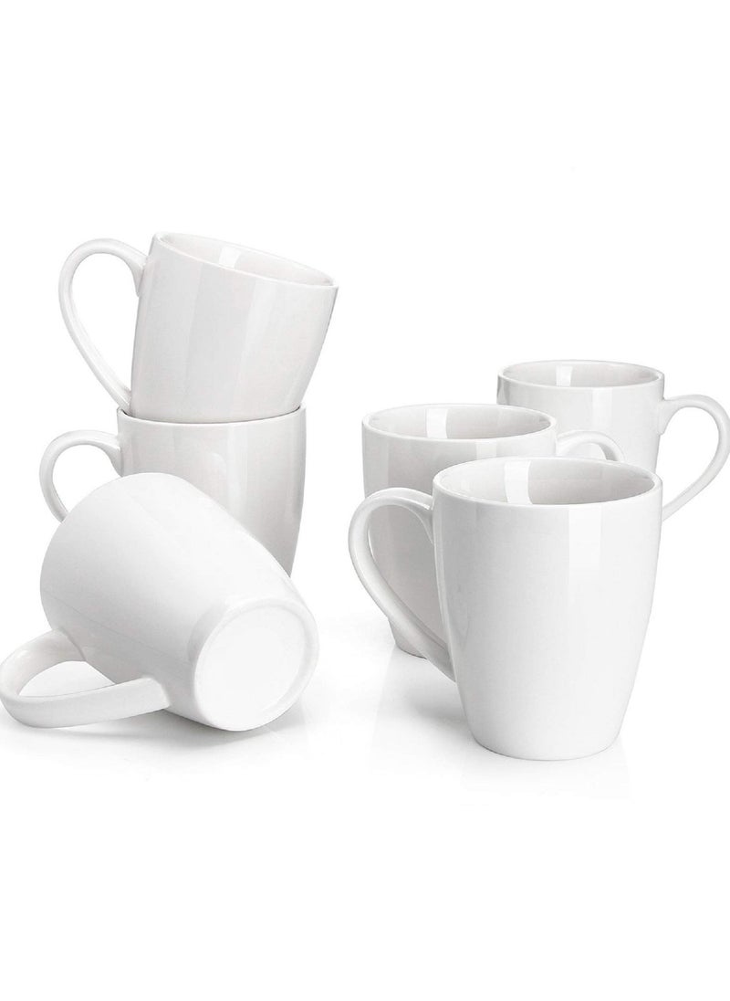 Red Leaf 12 oz Ceramic Coffee Mugs, Large White Ceramic Mugs with Large Handle for Coffee, Tea (6pcs)  - Image 2