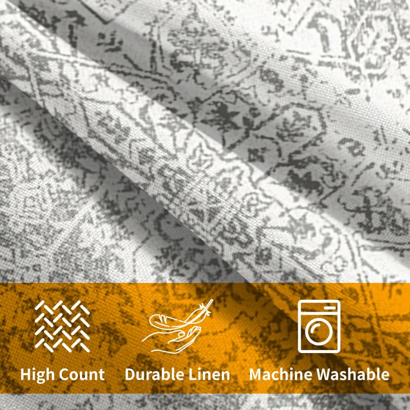 Anyako Boho Throw Pillow Covers 18X18 Inches Set of 2 Grey and White Ethnic Design Pillowcase Soft Cotton Linen Square Carpet Pattern Cushion Covers for Home Sofa Patio Bedroom - Image 4