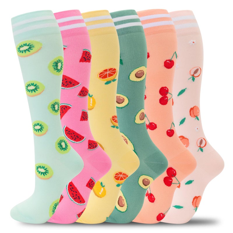fenglaoda Compression Socks for Women Men Support Circulation 6 Pairs Socks For Nurse, Travel, Flight - Image 1