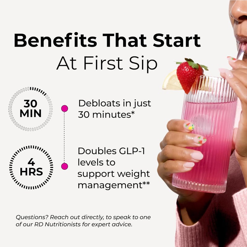 HUM Flatter Me Fiber GLP1 Booster  Fiber Supplement for Women  Men Prebiotics  Enzymes for Weight Support Reduce Bloating Double GLP1 Levels Digestive  Gut Health 10 Servings - Image 5