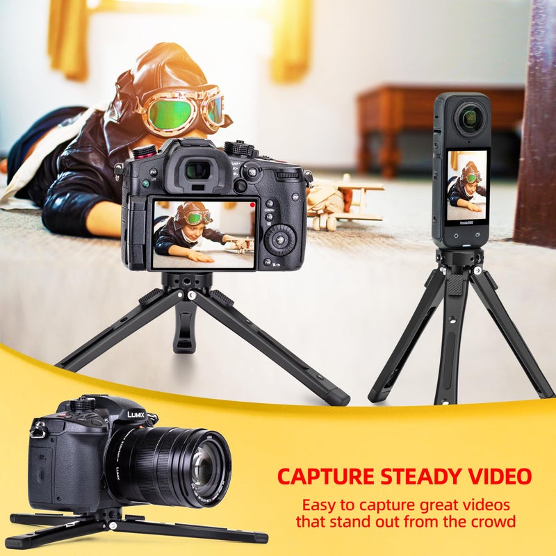 Zeadio Heavy Duty Metal Camera Tripod Stand - Universal Small Table Tripod for Camera, Gimbal, Action Cam, Camcorder, Microphone, LED Light, etc(40kg/88lb Load) - Image 4