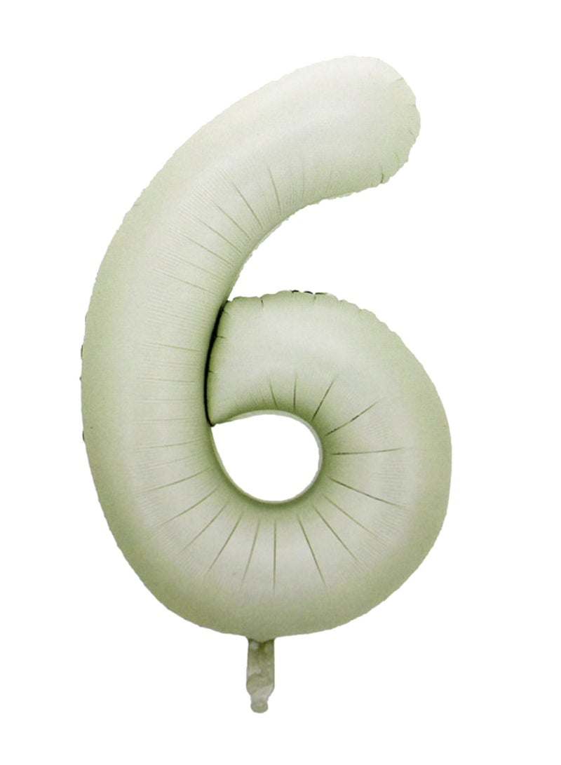 PARTY FUN Foil Number Balloon 16" No.6 Cream Color  - Image 1