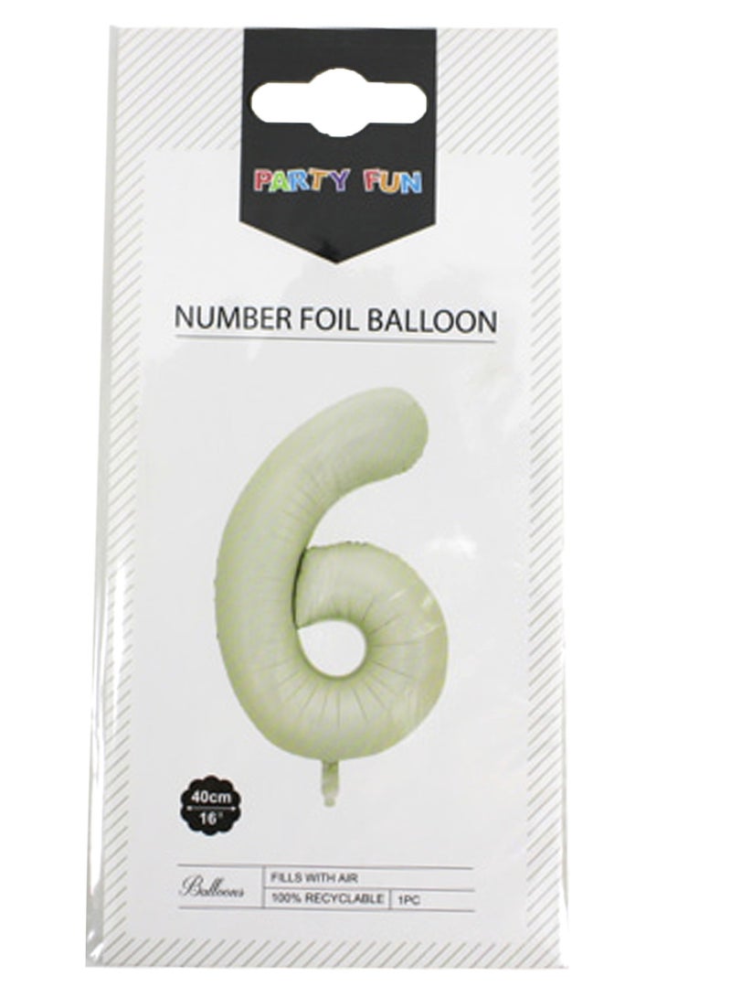 PARTY FUN Foil Number Balloon 16" No.6 Cream Color  - Image 2