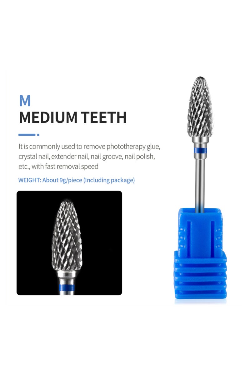 erorex Medium teeth Tungsten Carbid Nail Drill Bits Electric Manicure Drill Accessory Milling Cutters for N