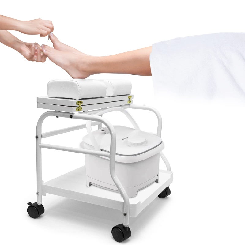 Elitzia Beauty Salon Nail Or Foot Bath Spa Portable Esthetician Trolley Cart for Foot Rest Pedicure Manicure Funiture Massage Table Salon Supplies 2 Way Use 2 Color Option Elitzia White 