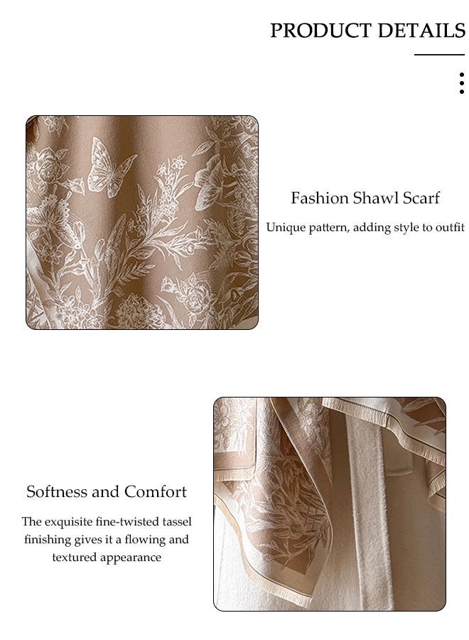 DUNISO Women's Shawl Wraps Open Front Poncho Sweater Cape, Air-Conditioned Room Shawls,Imitation Cashmere Shawl with Tassel, Double-sided Printed Scarf, Fashion Scarves Scarf, Shawl Cape Outerwear for Autumn and Winter - Image 4