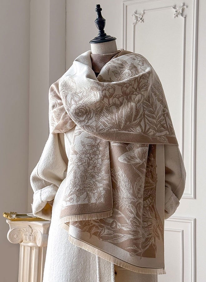 DUNISO Women's Shawl Wraps Open Front Poncho Sweater Cape, Air-Conditioned Room Shawls,Imitation Cashmere Shawl with Tassel, Double-sided Printed Scarf, Fashion Scarves Scarf, Shawl Cape Outerwear for Autumn and Winter - Image 1