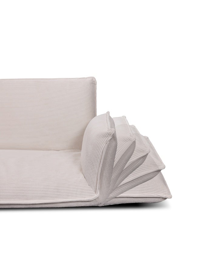 Rotai Mesa Adjustable Comfy Lazy Floor Sofa | Compact Loveseat with Adjustable Back & Arms, Corduroy Fabric, Floor Seating Sofa for Small Living Spaces. (WHITE) - Image 5