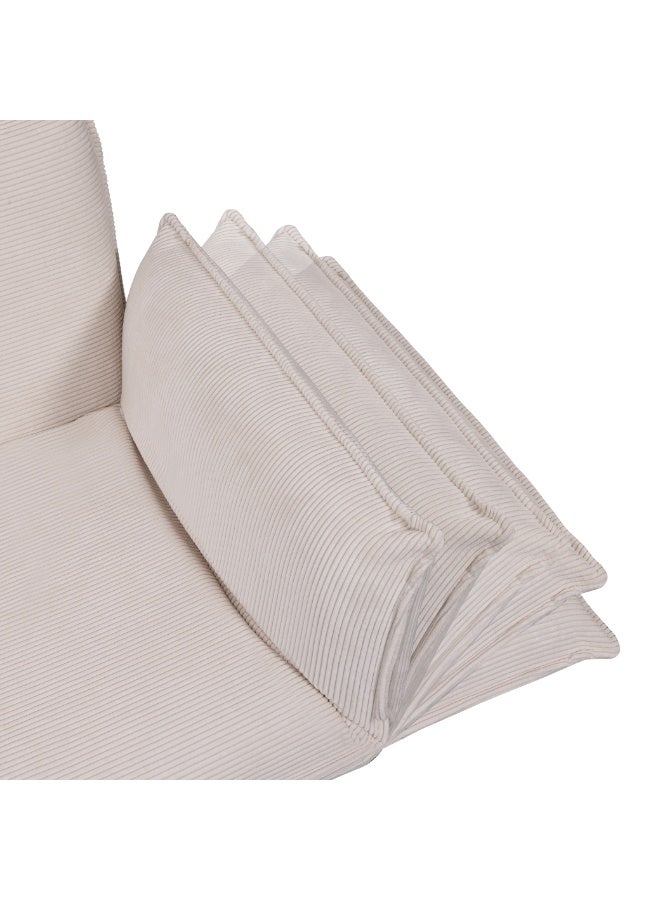 Rotai Mesa Adjustable Comfy Lazy Floor Sofa | Compact Loveseat with Adjustable Back & Arms, Corduroy Fabric, Floor Seating Sofa for Small Living Spaces. (WHITE) - Image 4