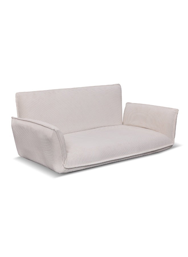 Rotai Mesa Adjustable Comfy Lazy Floor Sofa | Compact Loveseat with Adjustable Back & Arms, Corduroy Fabric, Floor Seating Sofa for Small Living Spaces. (WHITE)