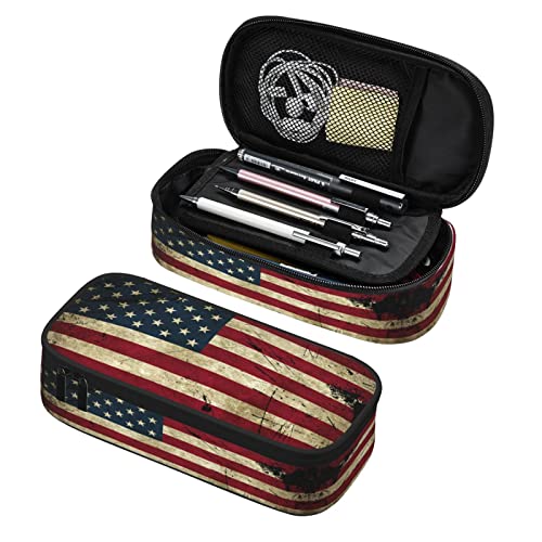 PAUSEBOLL American flag Pencil Case for Girls and Kids Cute Pen Box Pouch Large pencil bag with Double Zipper, Portable Pencil Pouch for School Office Supplies - Image 1