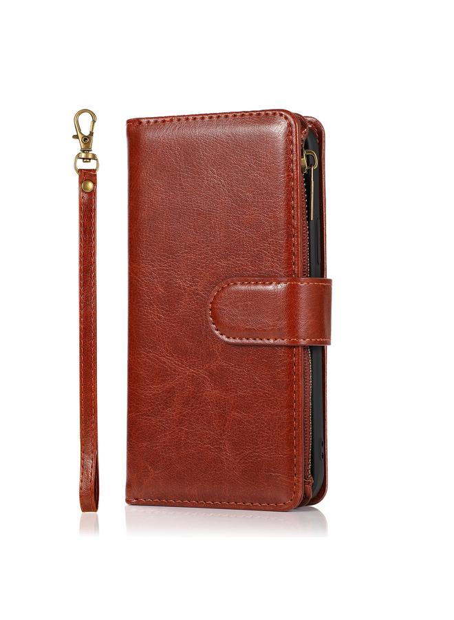 S-TOP Case For iPhone 13 Multifunctional Crazy Horse Texture Horizontal Flip Leather Case with 9 Card Slot & Holder & Zipper Wallet & Lanyard - Image 2