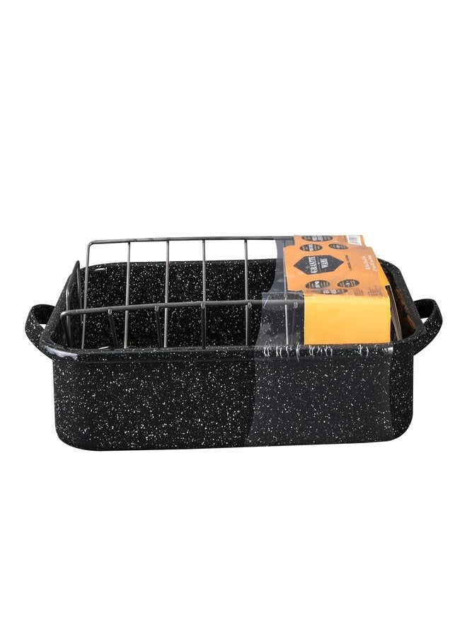 Granite Ware 19-Inch Roasting Pan With V-Rack - Nonstick Rectangular Roaster for Poultry, Baking, Broiling, Grilling - Durable Cookware for Holiday Feasts & Daily Meals - Family Size, Made of Steel - Image 2
