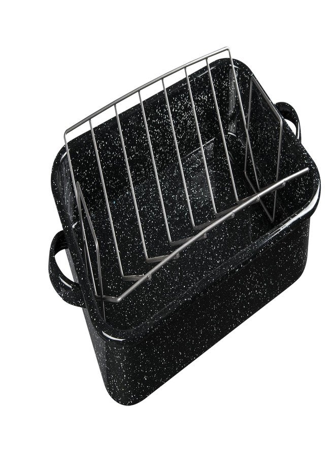 Granite Ware 19-Inch Roasting Pan With V-Rack - Nonstick Rectangular Roaster for Poultry, Baking, Broiling, Grilling - Durable Cookware for Holiday Feasts & Daily Meals - Family Size, Made of Steel - Image 3