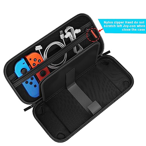 daydayup Switch Carrying Case Compatible with Nintendo Switch/Switch OLED, with 20 Games Cartridges Protective Hard Shell Travel Carrying Case Pouch for Console & Accessories, Black - Image 4
