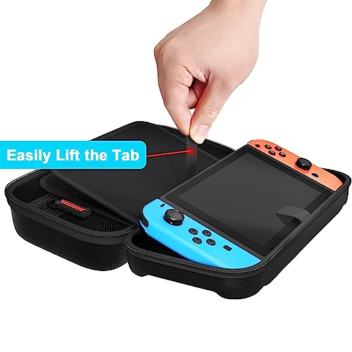 daydayup Switch Carrying Case Compatible with Nintendo Switch/Switch OLED, with 20 Games Cartridges Protective Hard Shell Travel Carrying Case Pouch for Console & Accessories, Black - Image 3