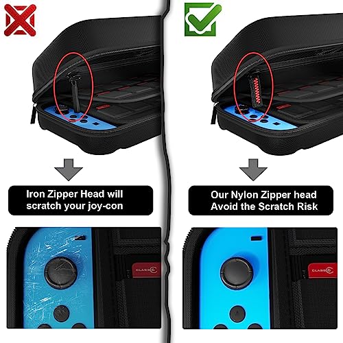daydayup Switch Carrying Case Compatible with Nintendo Switch/Switch OLED, with 20 Games Cartridges Protective Hard Shell Travel Carrying Case Pouch for Console & Accessories, Black - Image 5