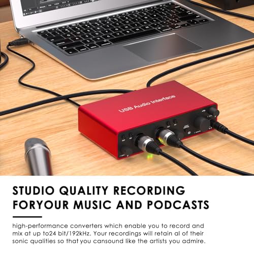 OseTub USB Audio Interface, 24Bit/192kHz Studio Recording, 48V Phantom Power, Zero-Latency Monitoring – Compatible with Mac/PC, DAWs, Ideal for Music Production, Podcasting & Voice Over - Image 5