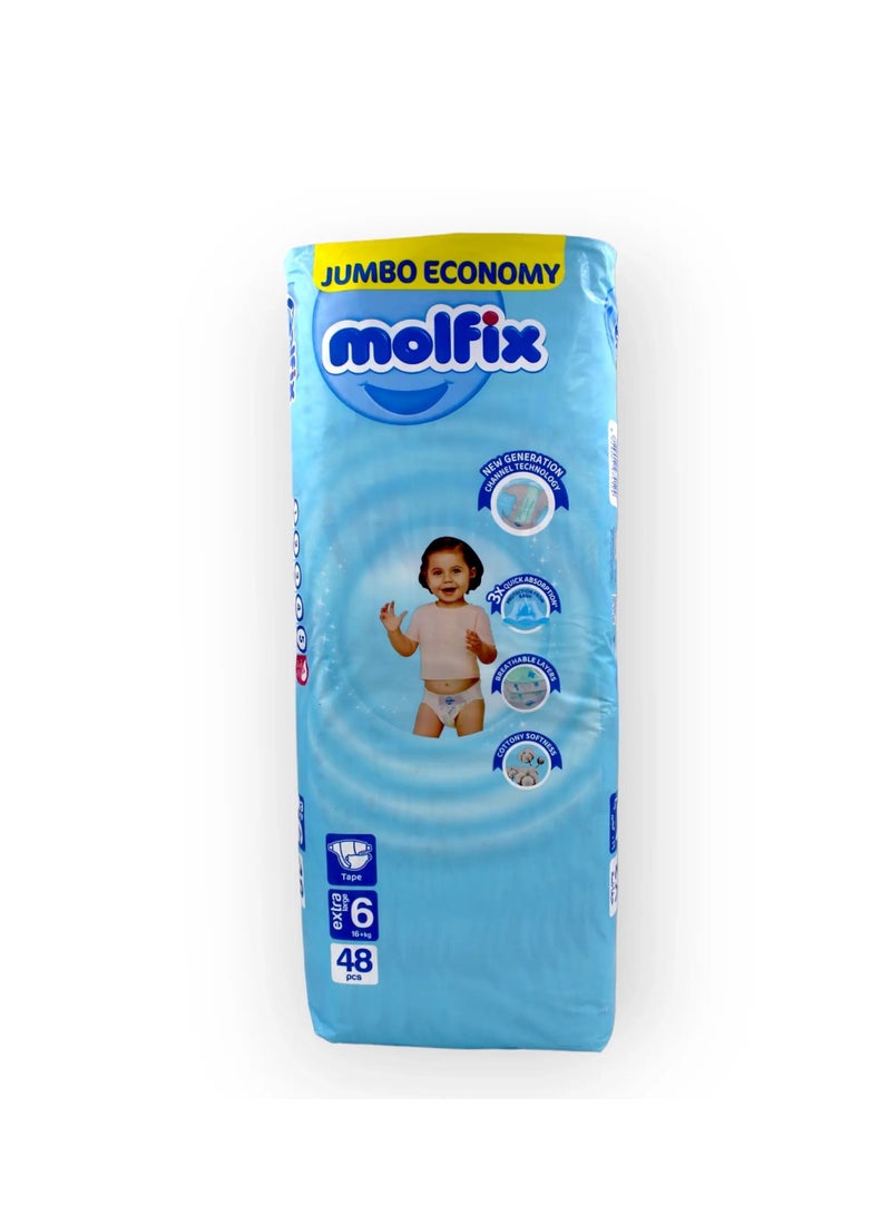 Molfix Extra Large Diapers Jumbo Economy Pack Size 6 16 Plus Kgs 48 Count - Image 2