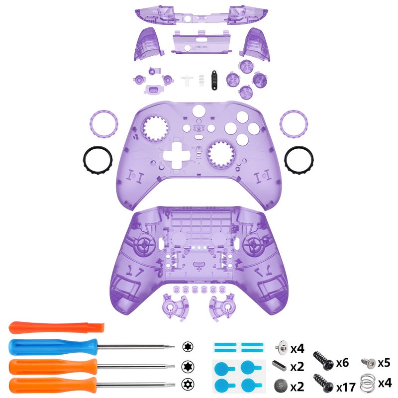 eXtremeRate Full Set Shell Buttons for Xbox One Elite Series 2 Controller, Clear Atomic Purple Replacement Faceplate Back Plate Bottom Shell Case with Buttons for Xbox Elite Series 2 Core Controller - Image 3