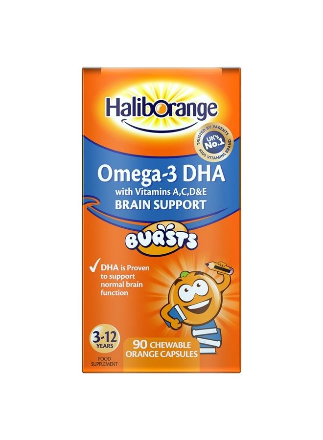 Haliborange Kids Omega-3 with Vitamins 90 Orange Chewable Fruit Burst Capsules - Image 1
