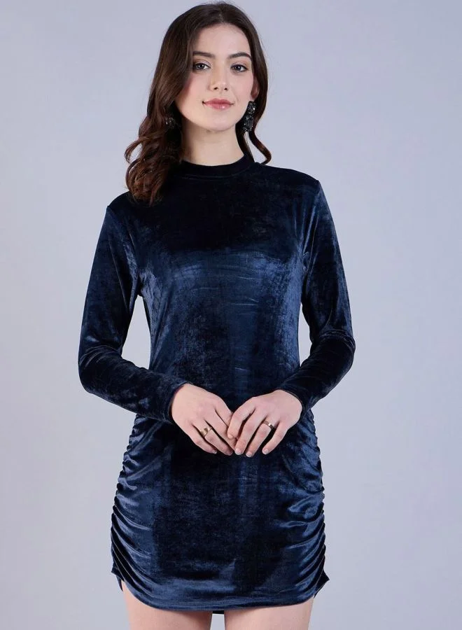 Women Regular Fit Solid Round Neck Long Sleeve Bodycon Dress