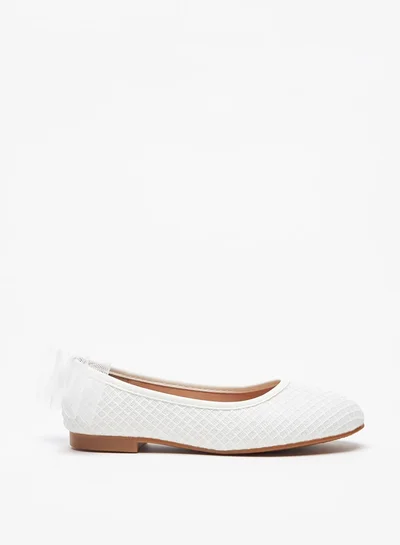 Flora Bella By Shoexpress Girl's Textured Slip-On Round Toe Ballerina Shoes