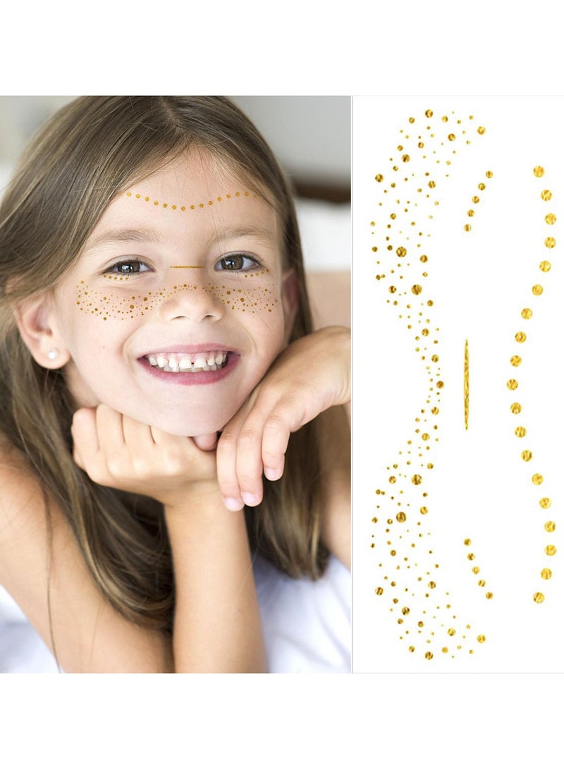 قوس قزح أورينبو وشم مؤقت على شكل فراشة ذهبية لامعة وردية اللون للنساء والفتيات، 10 أوراق، ملصقات مكياج عيون ذهبية معدنية للوجه لأميرة الجنية في الهالوين، هدايا حفلات أعياد الميلاد - Image 4