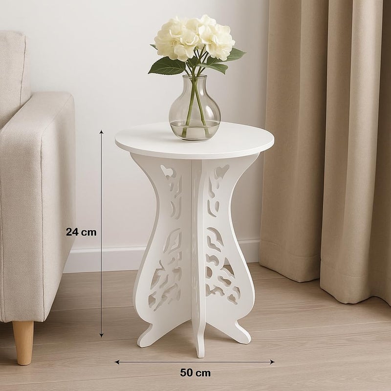 Fitto Compact White Round Table Desk (24x50cm) – Office, Study, and Living Room Table - Image 3