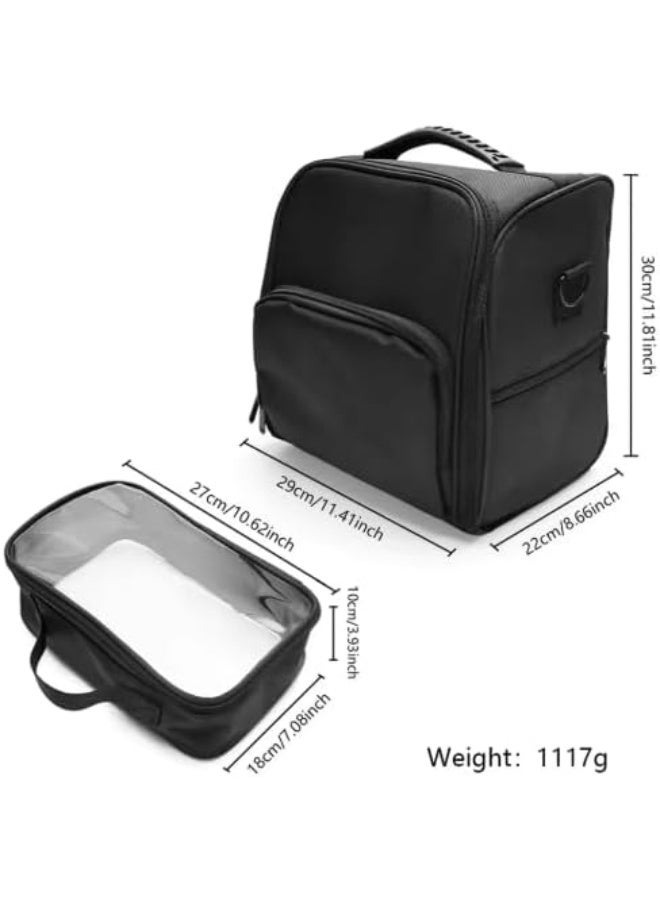 Black Cosmetic Bag Organizer Canvas Material With Pouches For Hair And Makeup - Image 2