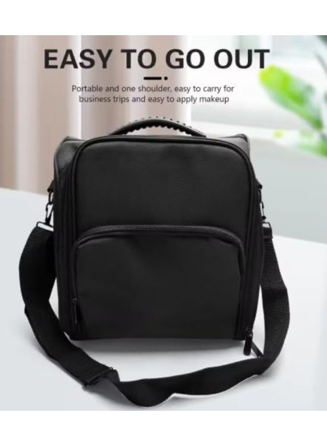 Black Cosmetic Bag Organizer Canvas Material With Pouches For Hair And Makeup - Image 3