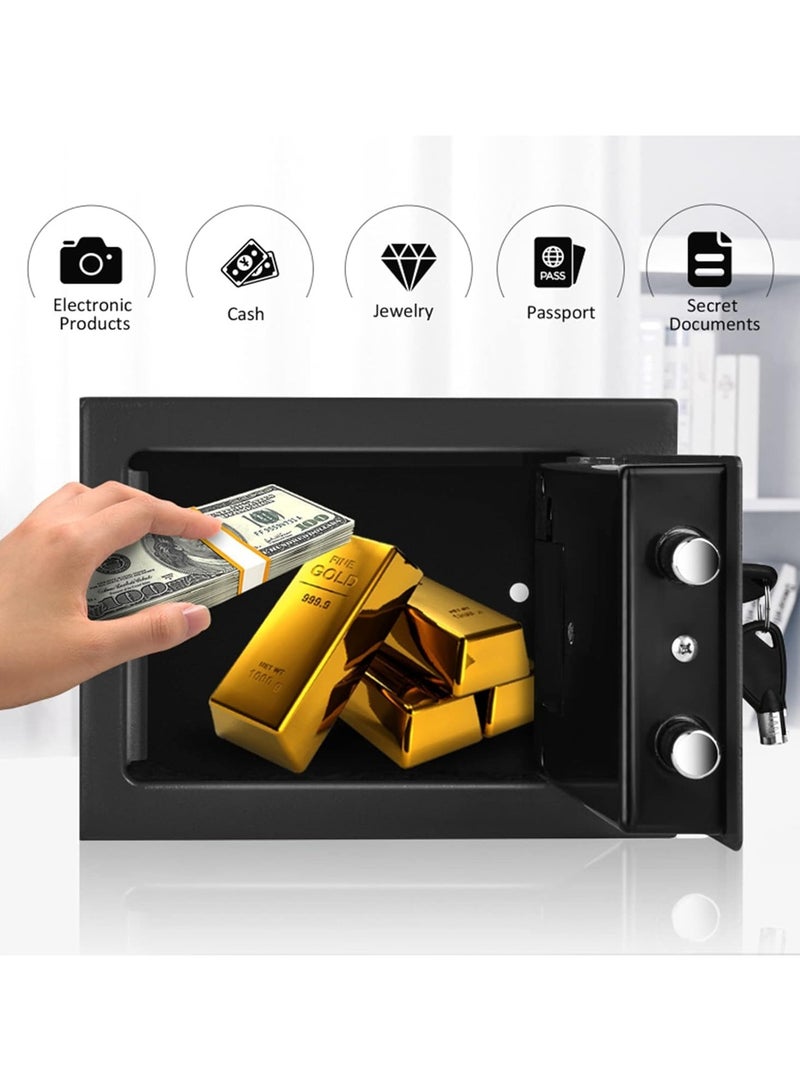 Small Money Safe Box with Keypad  Keys, Money Lock Boxes, Electronic Personal Security Safe Hidden Lock Box, Safety Boxes Steel Alloy for Home Office Hotel Rooms Business Jewelry Cash - Image 5