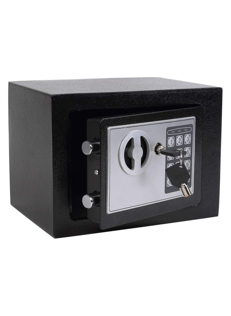 Small Money Safe Box with Keypad  Keys, Money Lock Boxes, Electronic Personal Security Safe Hidden Lock Box, Safety Boxes Steel Alloy for Home Office Hotel Rooms Business Jewelry Cash - Image 1