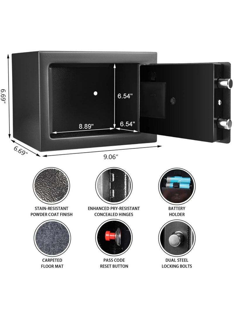Small Money Safe Box with Keypad  Keys, Money Lock Boxes, Electronic Personal Security Safe Hidden Lock Box, Safety Boxes Steel Alloy for Home Office Hotel Rooms Business Jewelry Cash - Image 3
