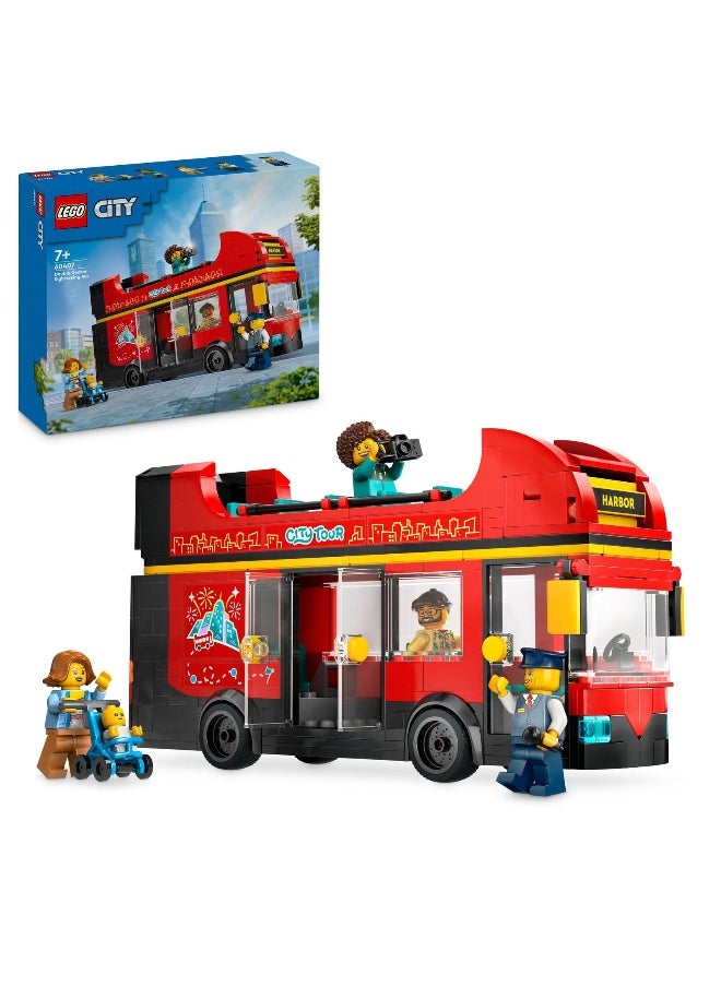 LEGO LEGO City Red Double-Decker Sightseeing Bus Toy 60407 Building Toy Set (384 Pieces)  - Image 1