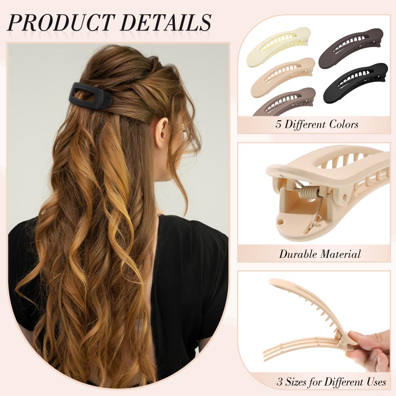 obeoby 15 PCS Flat Hair Clips, Neutral Color Flat Claw Clips 3 Sizes Hair Claws for Women Girls Thin Hair Medium and Small Hair Clip Easter Basket Stuffers Gifts - Image 4