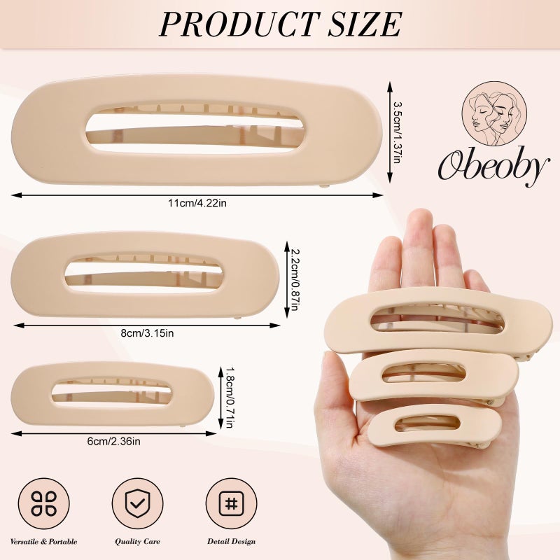 obeoby 15 PCS Flat Hair Clips, Neutral Color Flat Claw Clips 3 Sizes Hair Claws for Women Girls Thin Hair Medium and Small Hair Clip Easter Basket Stuffers Gifts - Image 2