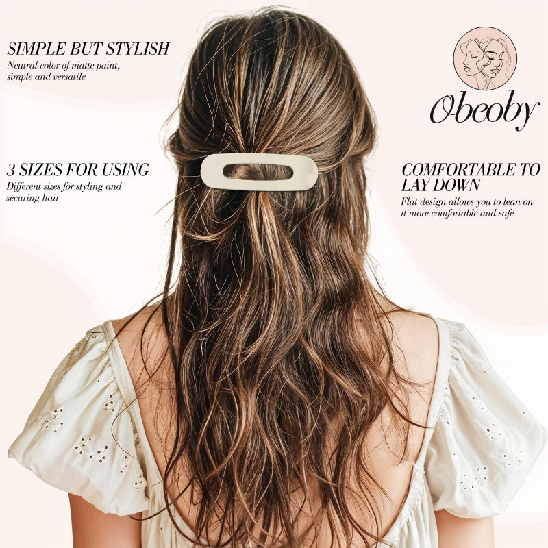 obeoby 15 PCS Flat Hair Clips, Neutral Color Flat Claw Clips 3 Sizes Hair Claws for Women Girls Thin Hair Medium and Small Hair Clip Easter Basket Stuffers Gifts - Image 5