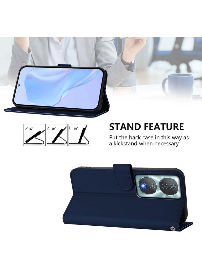 The Bros Phone Case For Honor 90 Smart / X7b 5G / 4G Skin Feel Solid Color Leather Phone Phone Case with Lanyard - Image 3