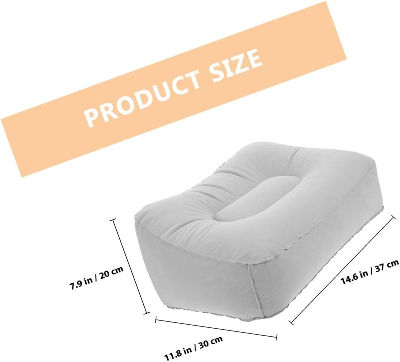 Garneck 2 Pcs Inflatable Foot Rest Pillow, PVC Flocking Travel Foot Cushion with Adjustable Air Pressure, Multi-use Stool for Outdoor, Airplane, Car - Image 2